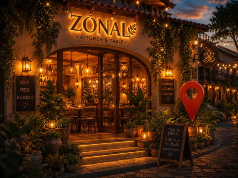 Restaurante fachada dorada Zonal
